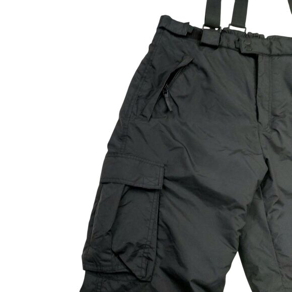 Sport Essentials Cargo Snow Pants Large Black Suspenders Insulated Nylon Winter - Picture 5 of 11